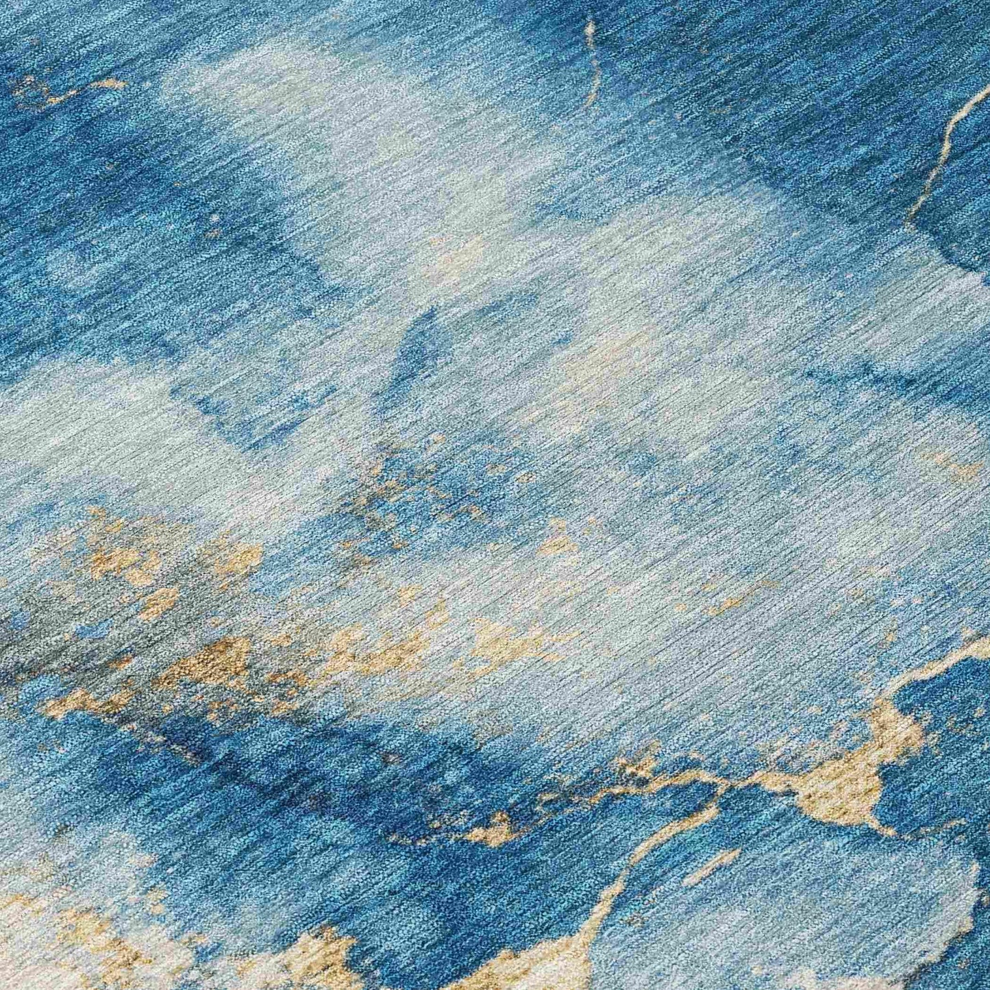 Naelius Blue Washable Indoor-Outdoor Rug