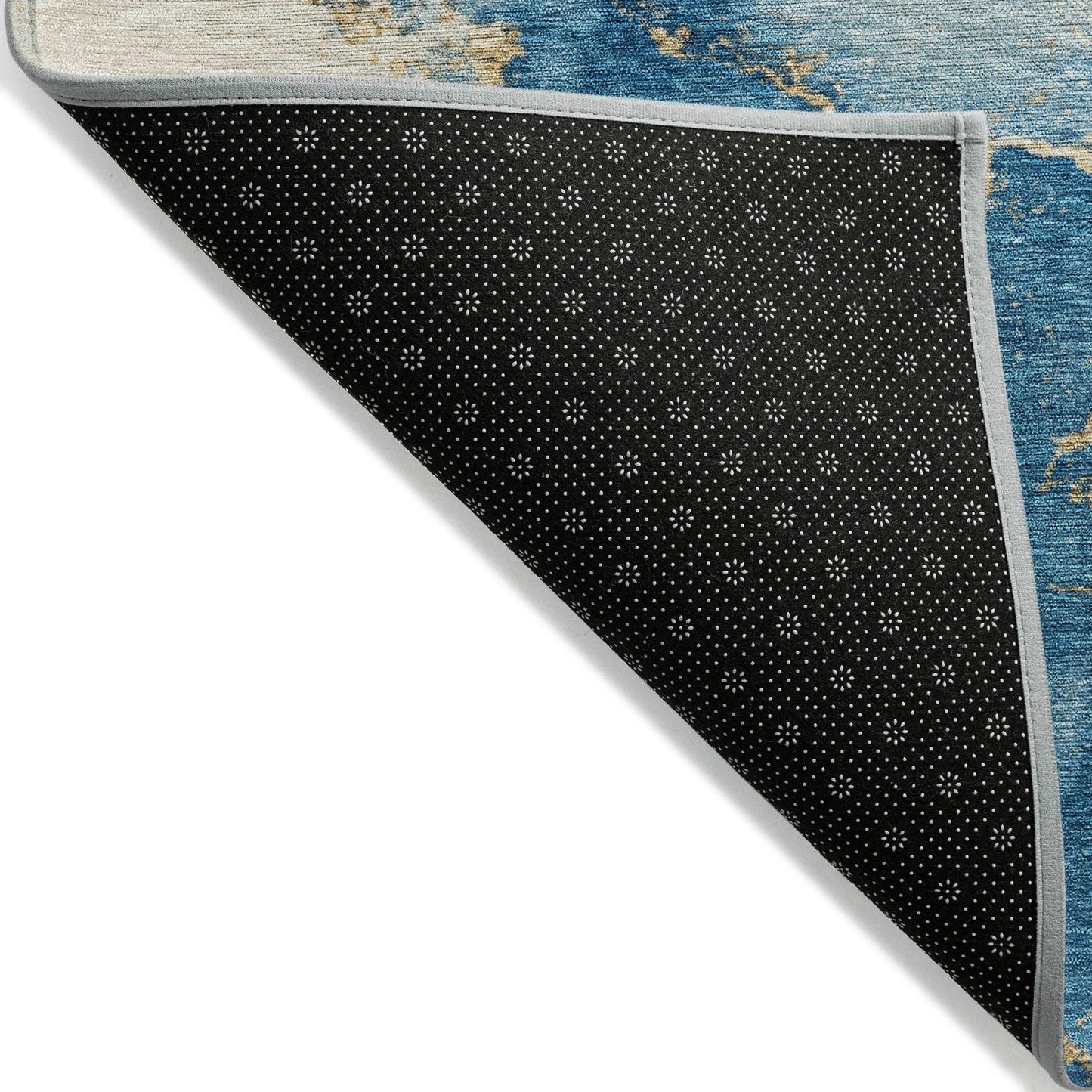 Naelius Blue Washable Indoor-Outdoor Rug