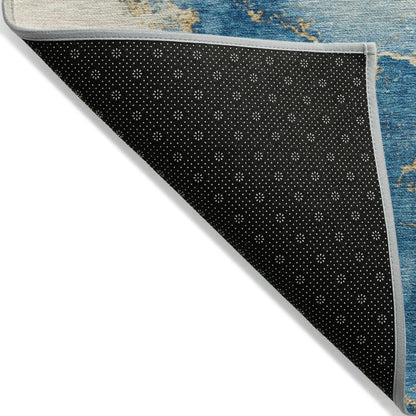 Naelius Blue Washable Indoor-Outdoor Rug