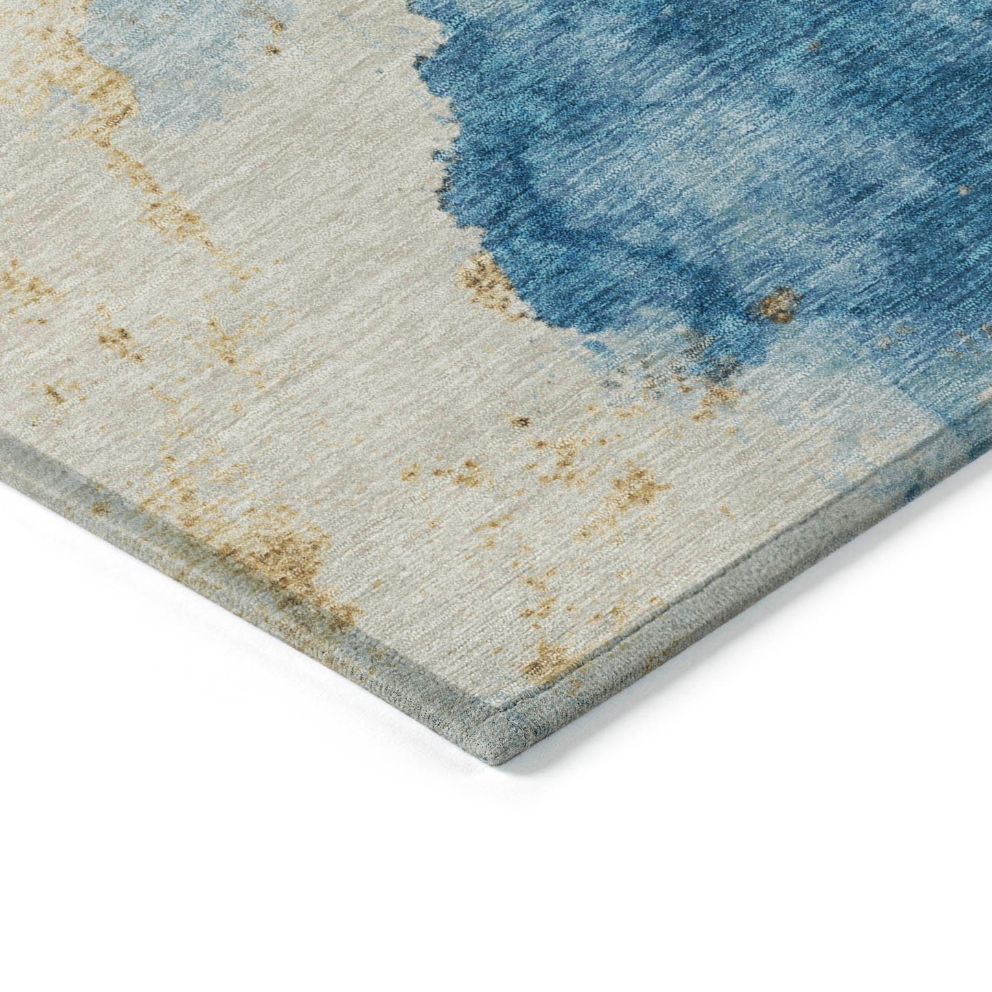 Naelius Blue Washable Indoor-Outdoor Rug