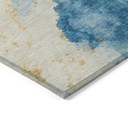 Naelius Blue Washable Indoor-Outdoor Rug