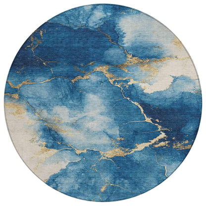 Naelius Blue Washable Indoor-Outdoor Rug