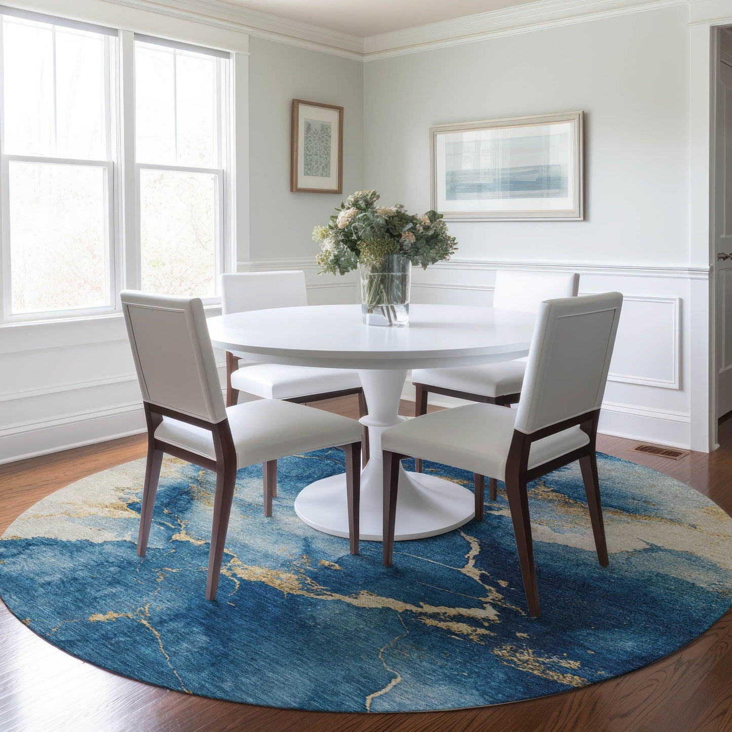 Naelius Blue Washable Indoor-Outdoor Rug