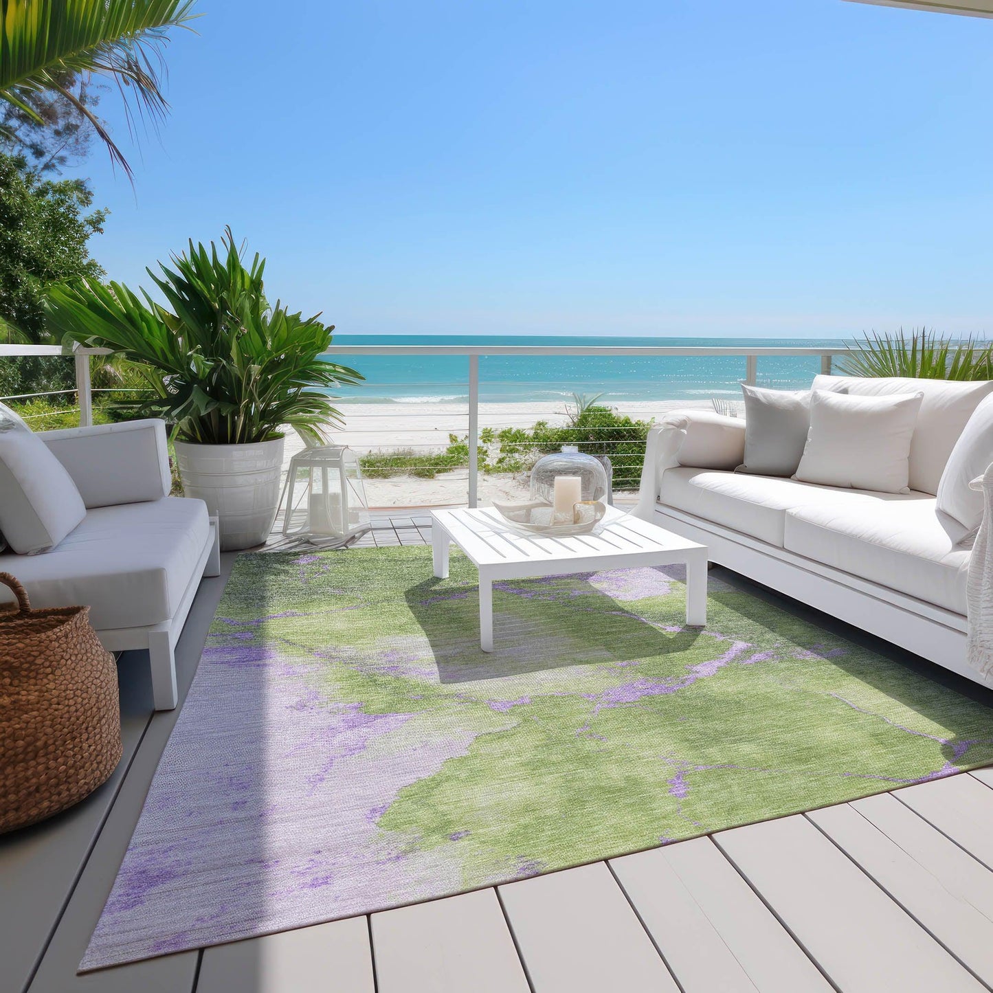 Naelius Green Washable Indoor-Outdoor Rug