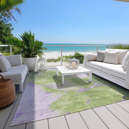 Naelius Green Washable Indoor-Outdoor Rug