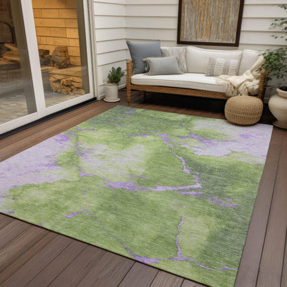 Naelius Green Washable Indoor-Outdoor Rug