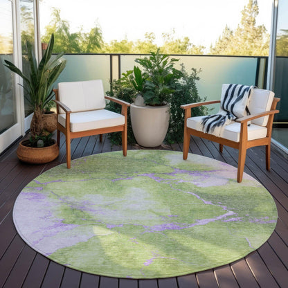 Naelius Green Washable Indoor-Outdoor Rug