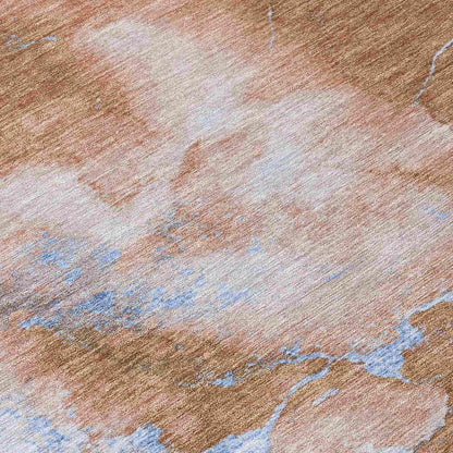 Naelius Orange Washable Indoor-Outdoor Rug