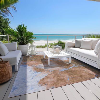 Naelius Orange Washable Indoor-Outdoor Rug