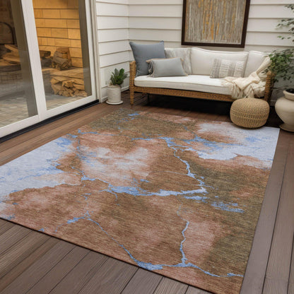 Naelius Orange Washable Indoor-Outdoor Rug