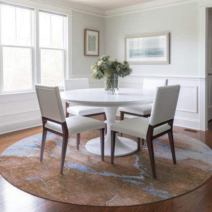 Naelius Orange Washable Indoor-Outdoor Rug