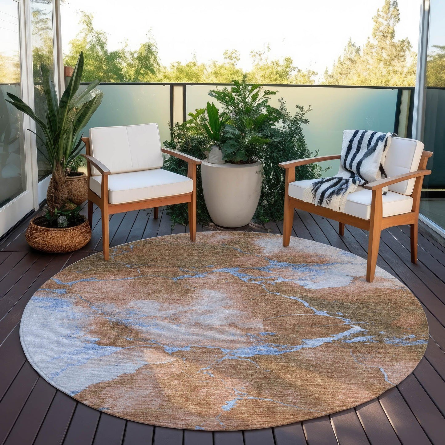Naelius Orange Washable Indoor-Outdoor Rug