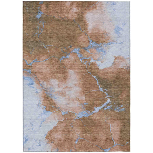 Naelius Orange Washable Indoor-Outdoor Rug