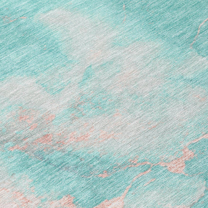 Naelius Teal Washable Indoor-Outdoor Rug