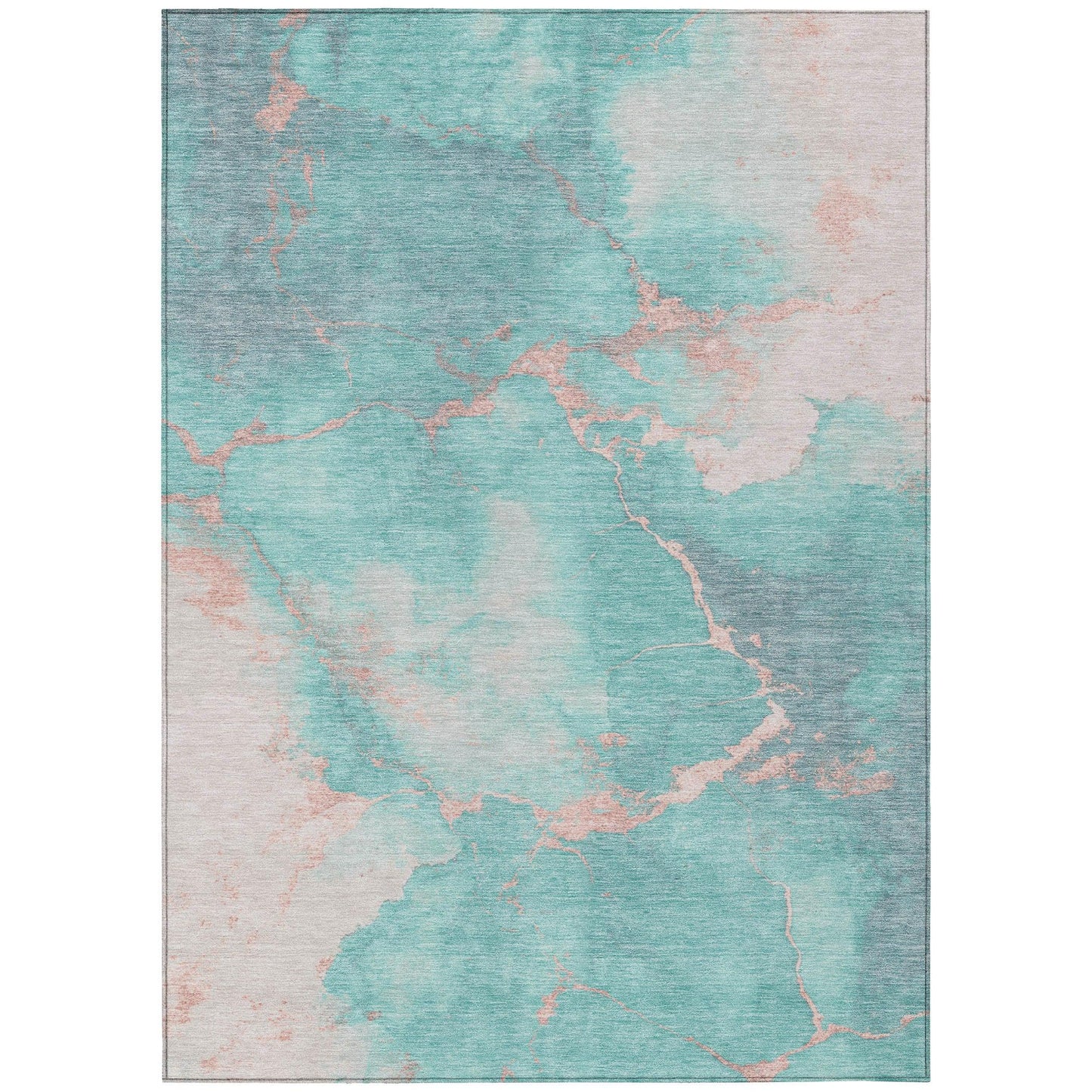 Naelius Teal Washable Indoor-Outdoor Rug