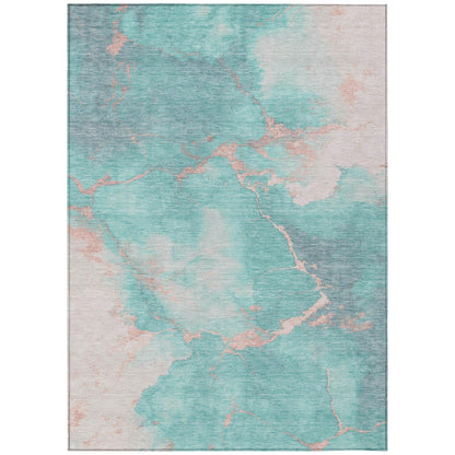 Naelius Teal Washable Indoor-Outdoor Rug
