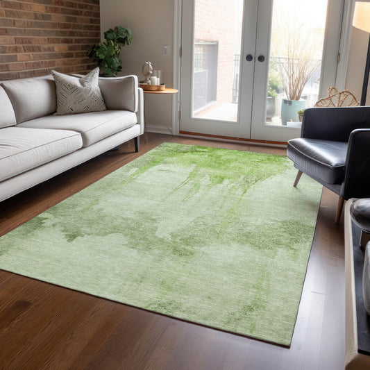 Naelon Green Washable Indoor-Outdoor Rug