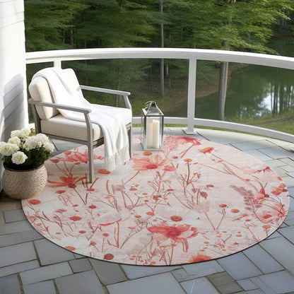 Nafeza Orange Washable Indoor - Outdoor Rug - LOOMLAN - LOOMLAN Rugs - Outdoor Rugs