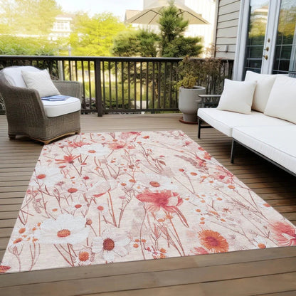 Nafeza Orange Washable Indoor - Outdoor Rug - LOOMLAN - LOOMLAN Rugs - Outdoor Rugs