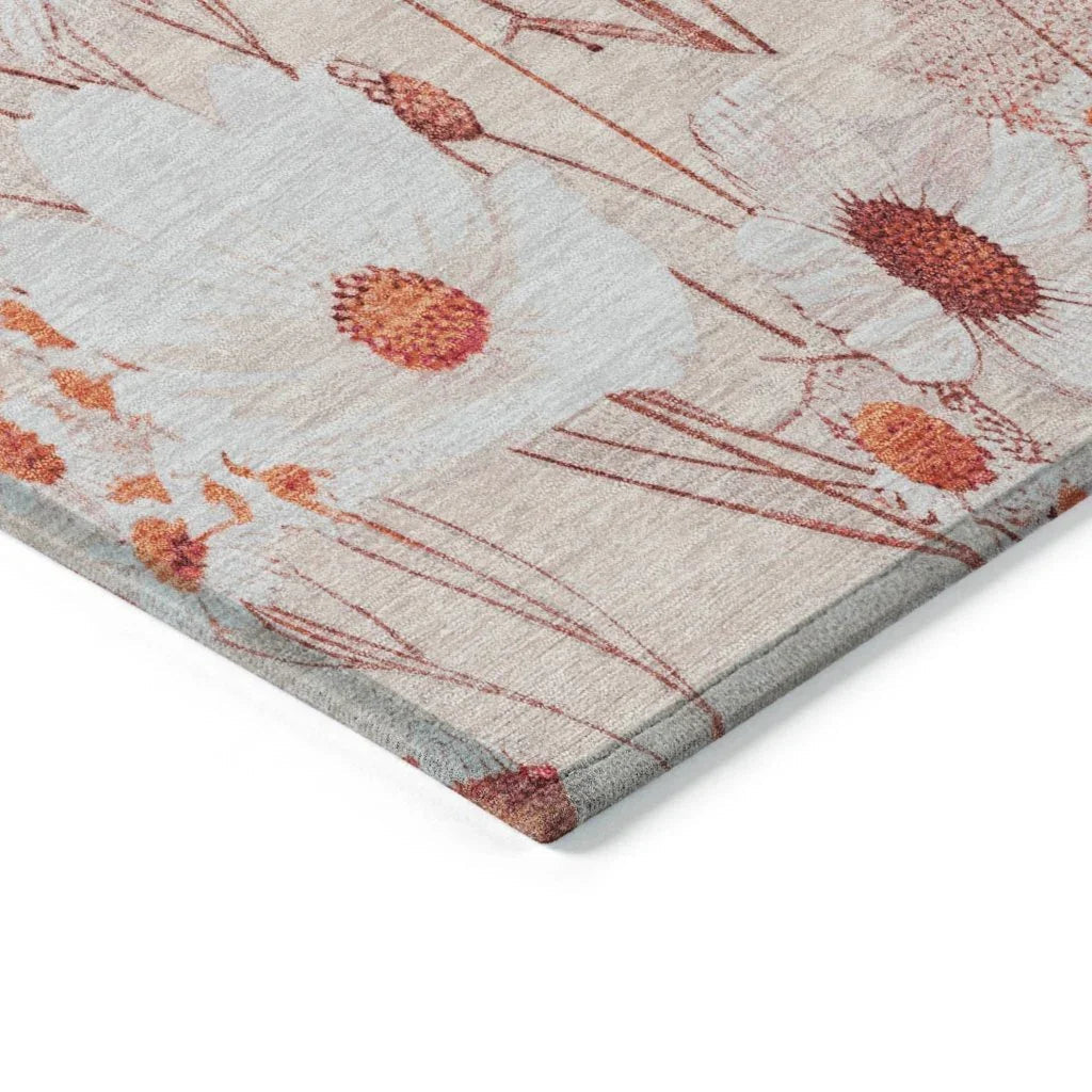 Nafeza Orange Washable Indoor - Outdoor Rug - LOOMLAN - LOOMLAN Rugs - Outdoor Rugs