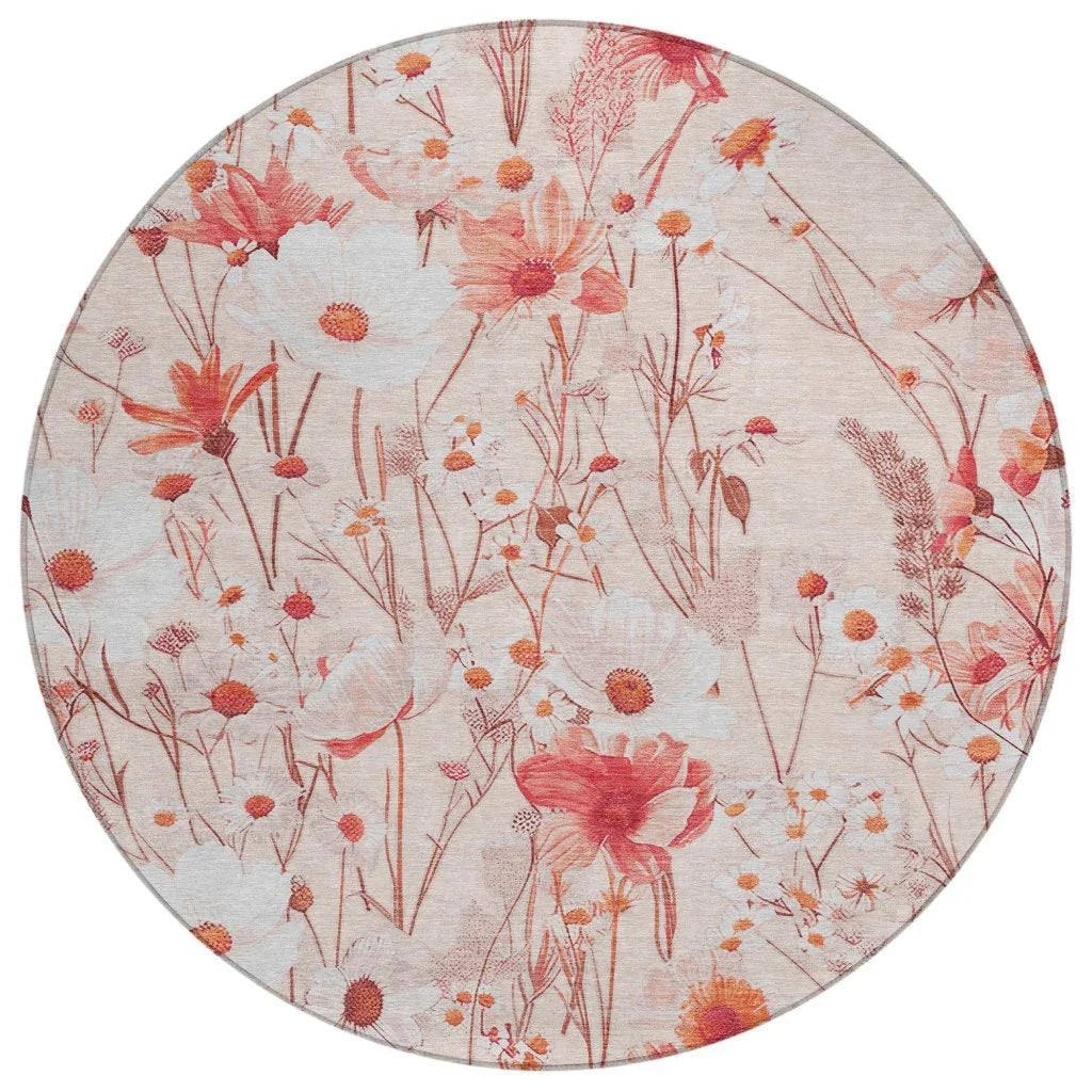 Nafeza Orange Washable Indoor - Outdoor Rug - LOOMLAN - LOOMLAN Rugs - Outdoor Rugs