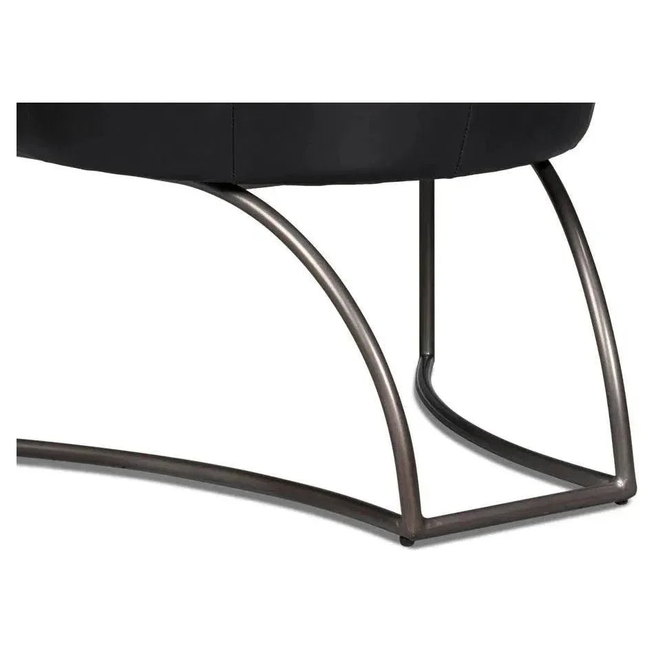 Nagel Distilled Leather & Iron Black Arm Chair - LOOMLAN - Sarreid - Accent Chairs