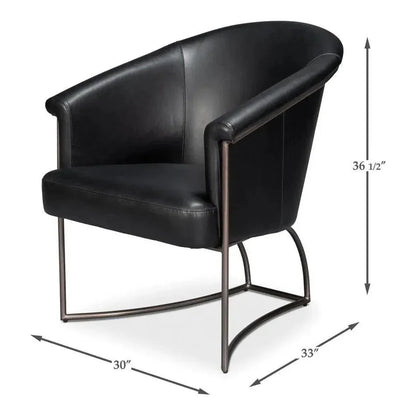 Nagel Distilled Leather & Iron Black Arm Chair - LOOMLAN - Sarreid - Accent Chairs
