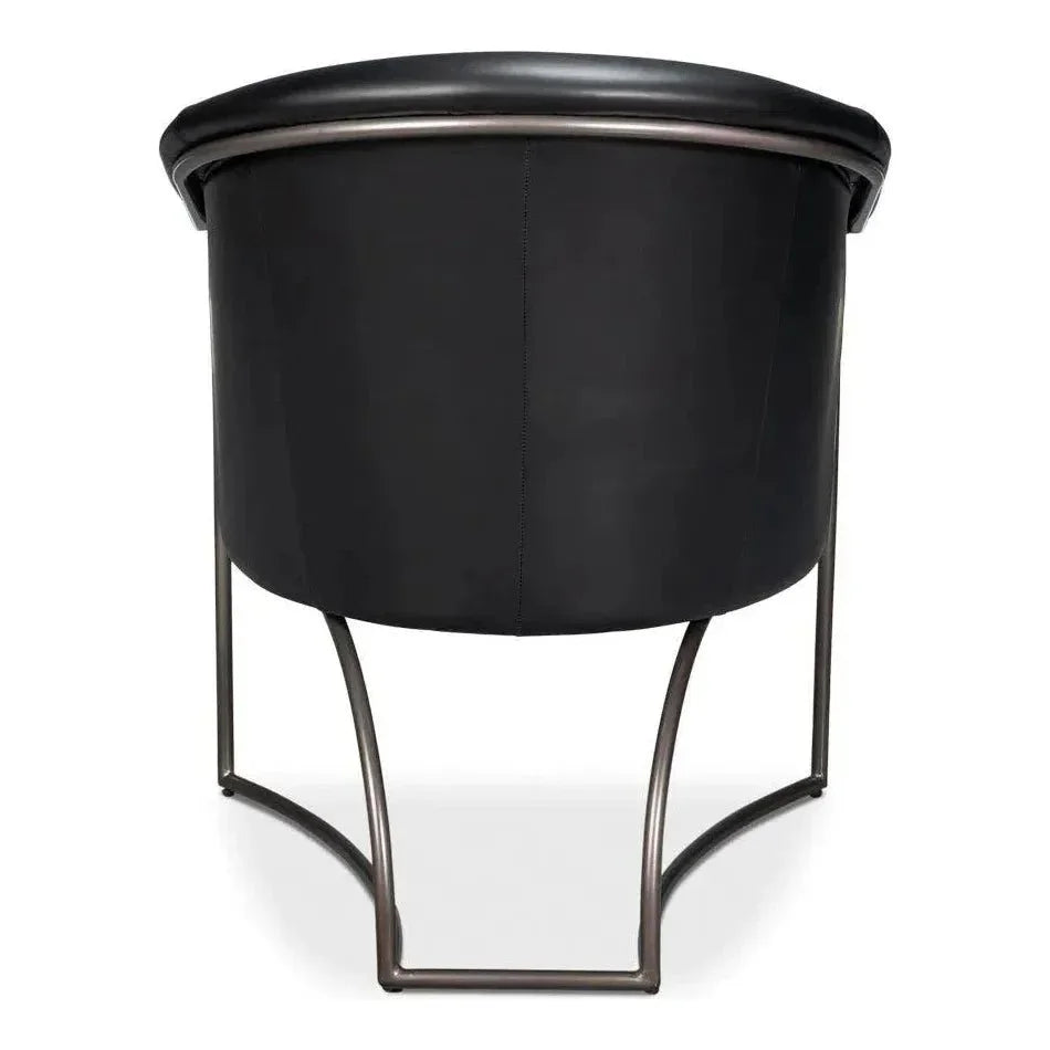 Nagel Distilled Leather & Iron Black Arm Chair - LOOMLAN - Sarreid - Accent Chairs