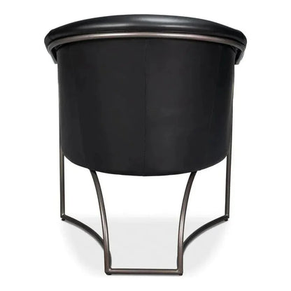 Nagel Distilled Leather & Iron Black Arm Chair - LOOMLAN - Sarreid - Accent Chairs