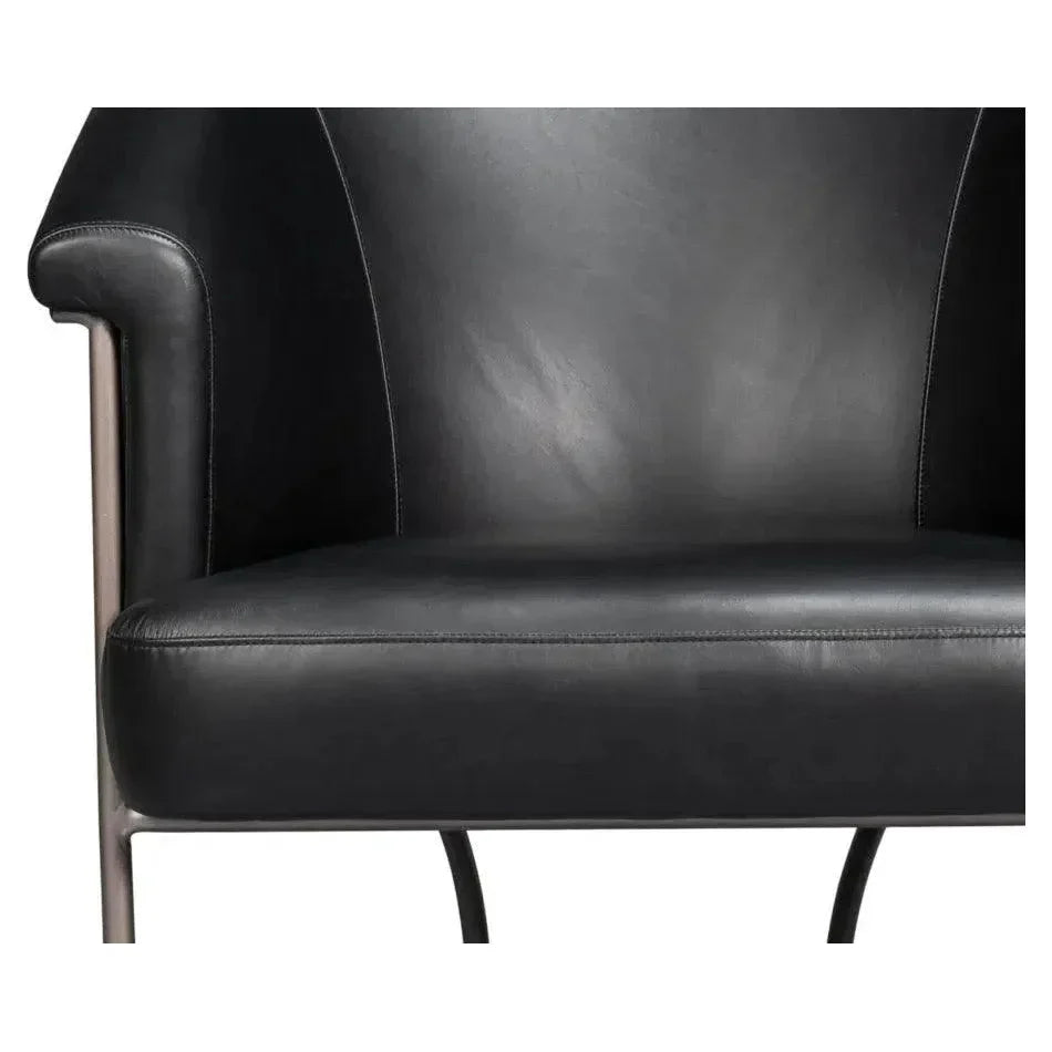 Nagel Distilled Leather & Iron Black Arm Chair - LOOMLAN - Sarreid - Accent Chairs