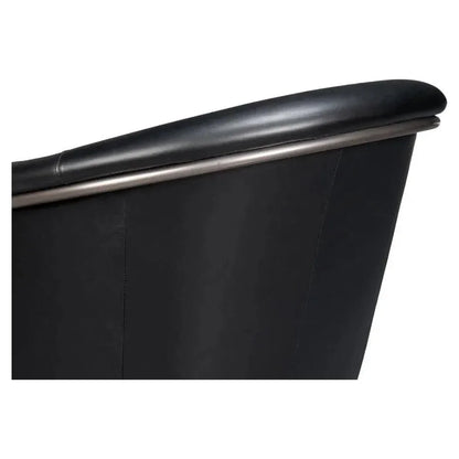 Nagel Distilled Leather & Iron Black Arm Chair - LOOMLAN - Sarreid - Accent Chairs