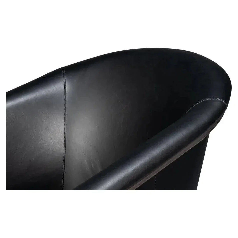 Nagel Distilled Leather & Iron Black Arm Chair - LOOMLAN - Sarreid - Accent Chairs