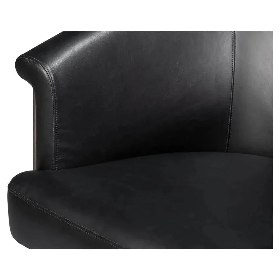Nagel Distilled Leather & Iron Black Arm Chair - LOOMLAN - Sarreid - Accent Chairs
