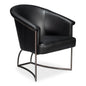 Nagel Distilled Leather & Iron Black Arm Chair - LOOMLAN - Sarreid - Accent Chairs