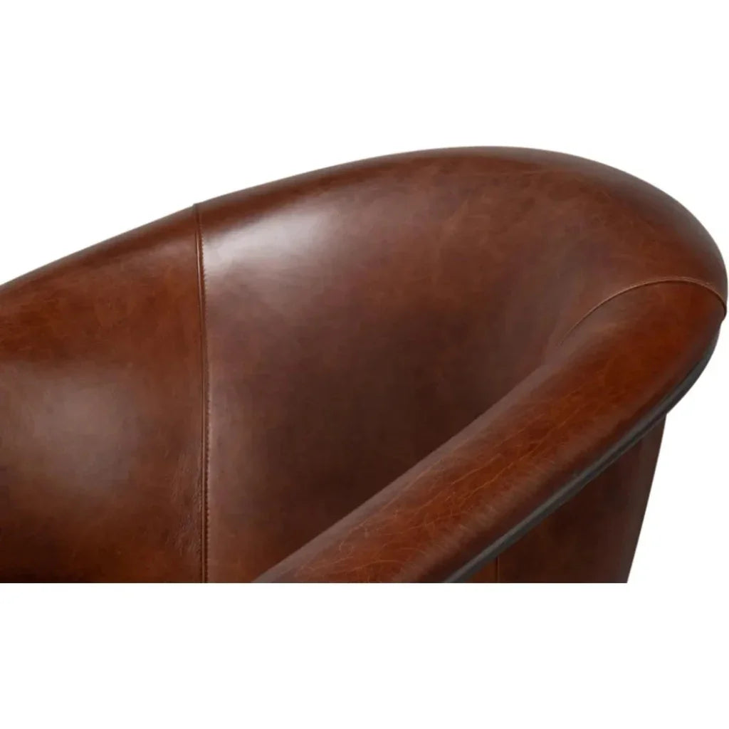 Nagel Leather Upholstery Leather Chair - LOOMLAN - Sarreid - Accent Chairs