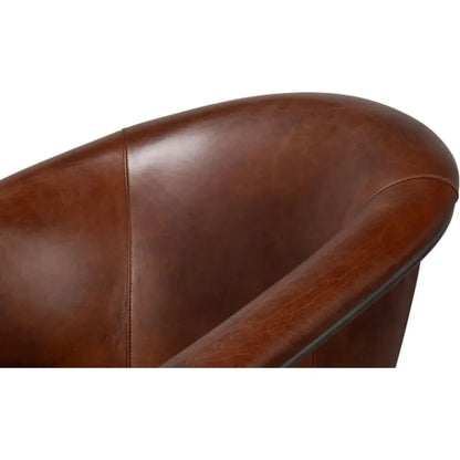 Nagel Leather Upholstery Leather Chair - LOOMLAN - Sarreid - Accent Chairs