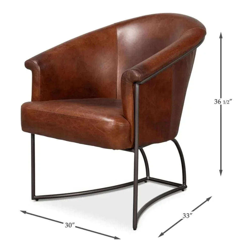Nagel Leather Upholstery Leather Chair - LOOMLAN - Sarreid - Accent Chairs