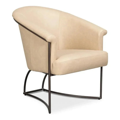 Nagel Leather Upholstery Leather Chair - LOOMLAN - Sarreid - Accent Chairs