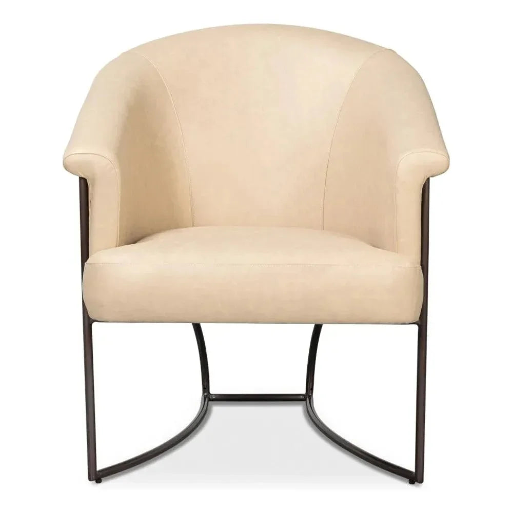Nagel Leather Upholstery Leather Chair - LOOMLAN - Sarreid - Accent Chairs