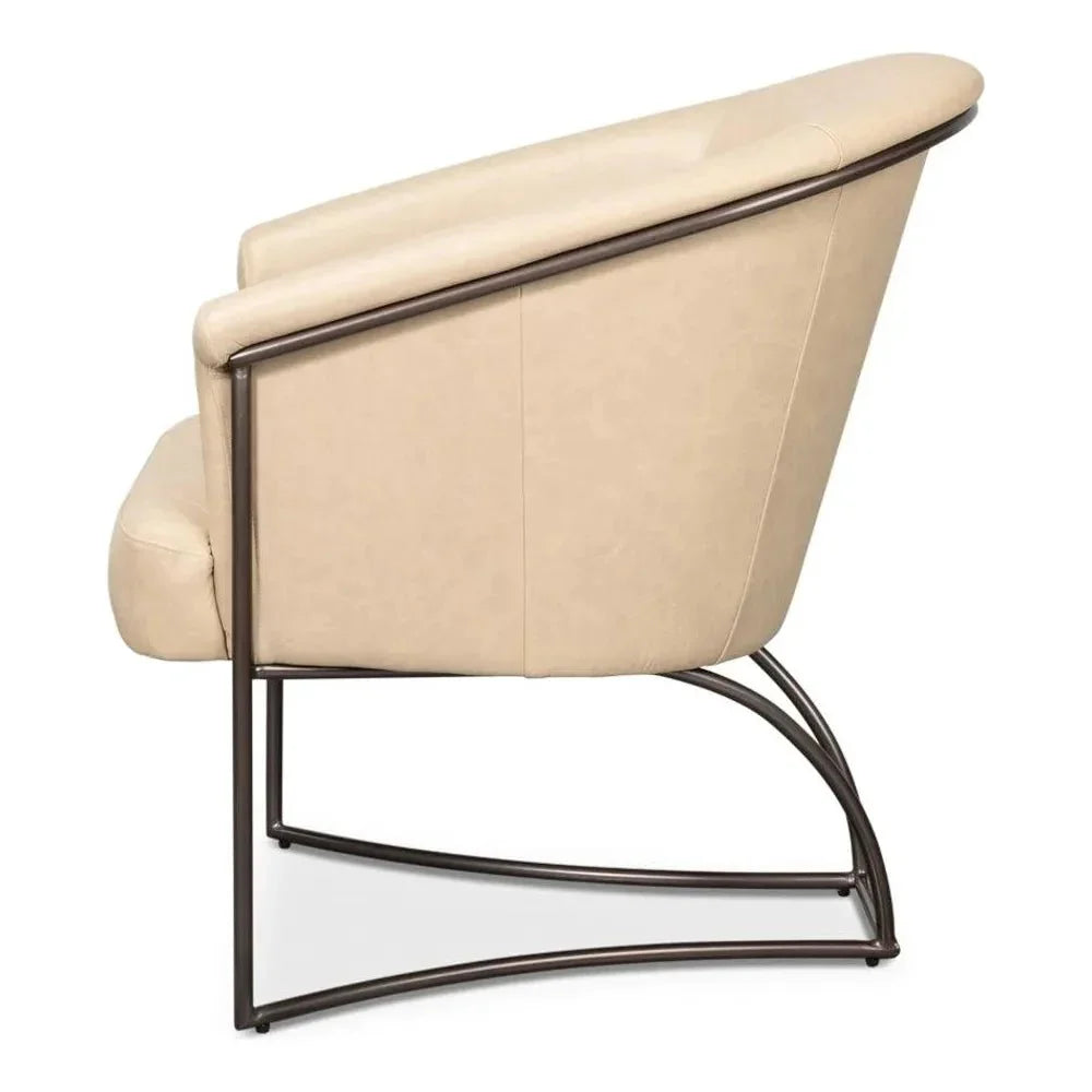Nagel Leather Upholstery Leather Chair - LOOMLAN - Sarreid - Accent Chairs