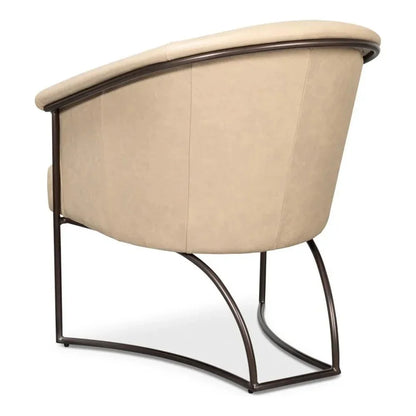 Nagel Leather Upholstery Leather Chair - LOOMLAN - Sarreid - Accent Chairs