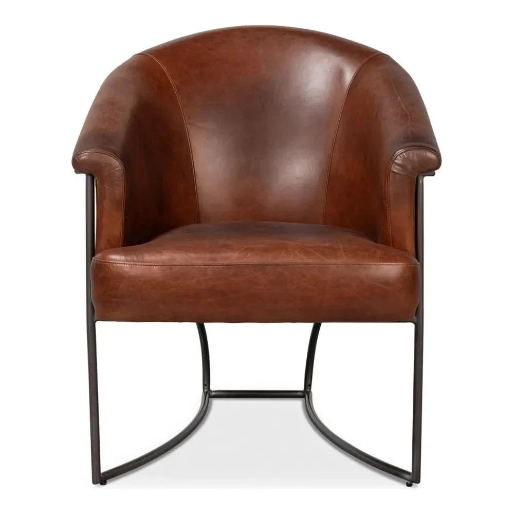 Nagel Leather Upholstery Leather Chair - LOOMLAN - Sarreid - Accent Chairs
