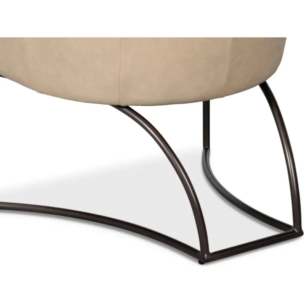 Nagel Leather Upholstery Leather Chair - LOOMLAN - Sarreid - Accent Chairs