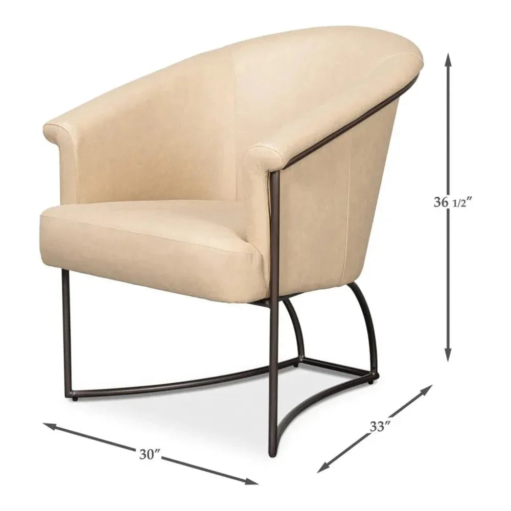 Nagel Leather Upholstery Leather Chair - LOOMLAN - Sarreid - Accent Chairs