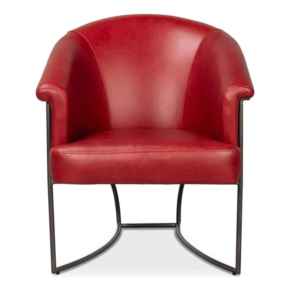 Nagel Leather Upholstery Leather Chair - LOOMLAN - Sarreid - Accent Chairs