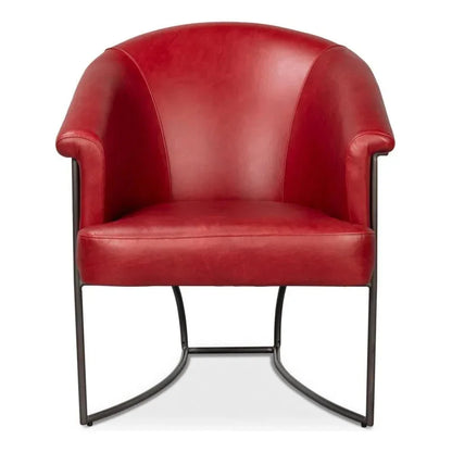 Nagel Leather Upholstery Leather Chair - LOOMLAN - Sarreid - Accent Chairs