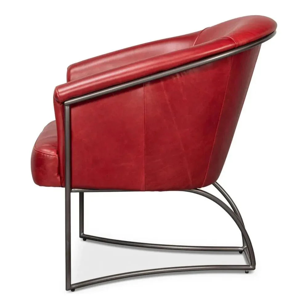 Nagel Leather Upholstery Leather Chair - LOOMLAN - Sarreid - Accent Chairs