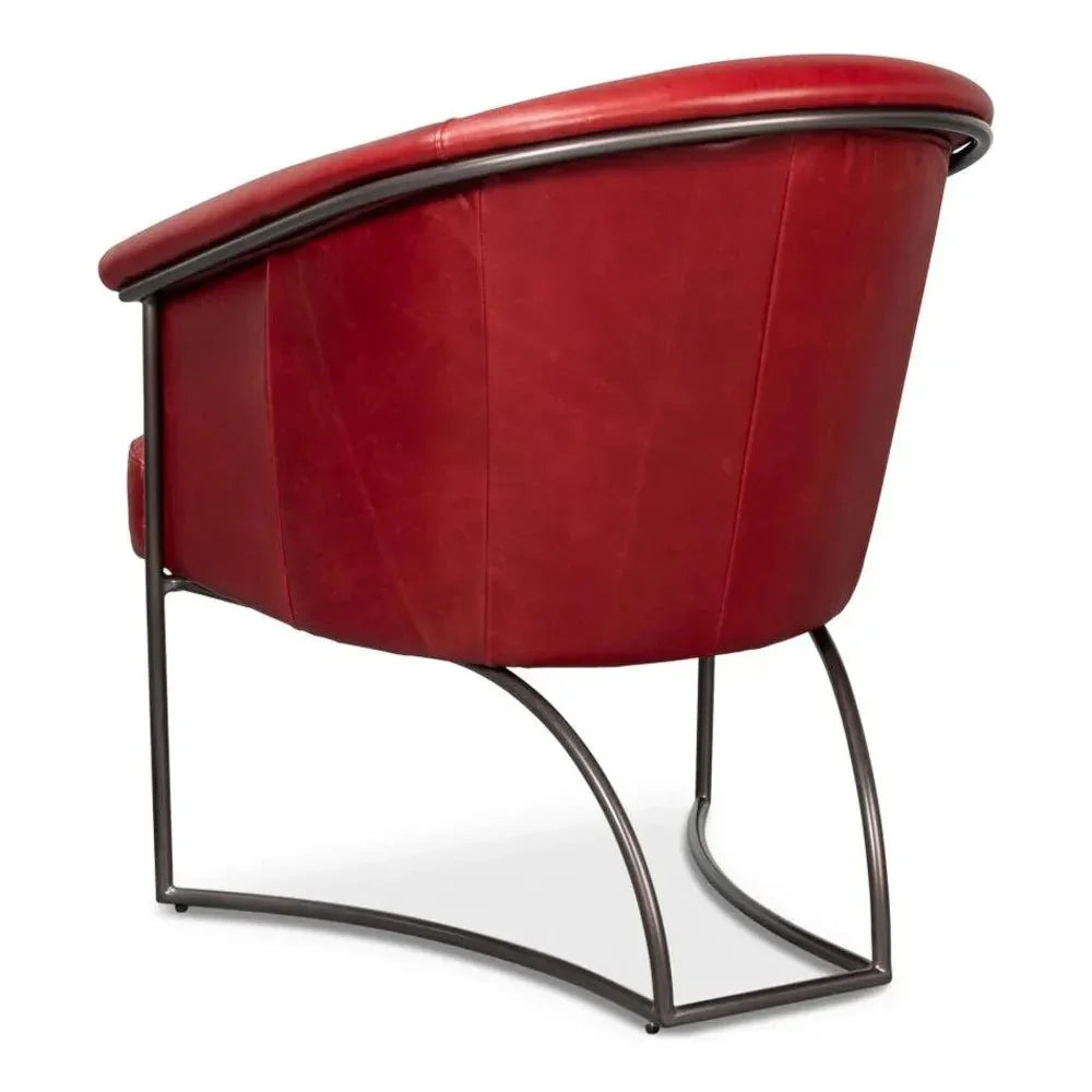 Nagel Leather Upholstery Leather Chair - LOOMLAN - Sarreid - Accent Chairs