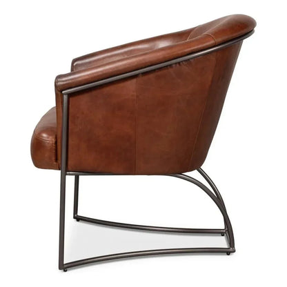 Nagel Leather Upholstery Leather Chair - LOOMLAN - Sarreid - Accent Chairs