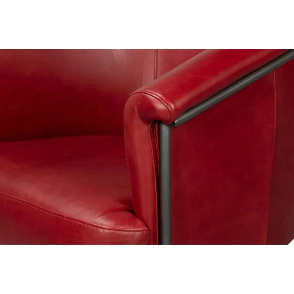 Nagel Leather Upholstery Leather Chair - LOOMLAN - Sarreid - Accent Chairs